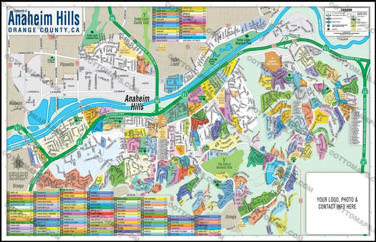 Anaheim Hills County Map in CA